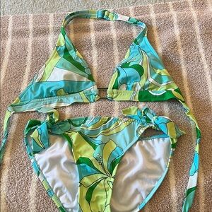 Raisins Green and Blue Patterned Bikini Set size M.
